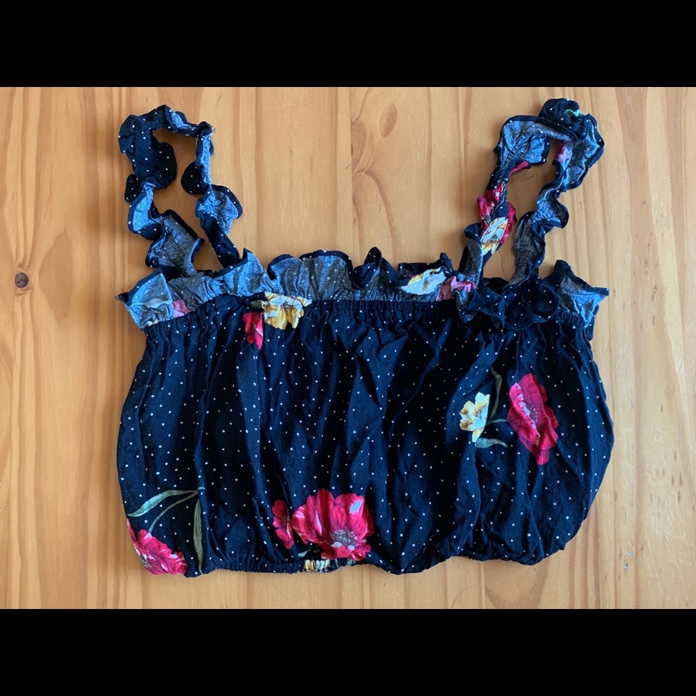 Floral and polka dot crop top